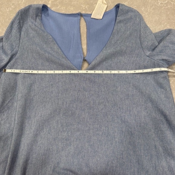 Free People Blue Chambray Bell Sleeve Mini Long Sleeve Dress Medium - Picture 11 of 11